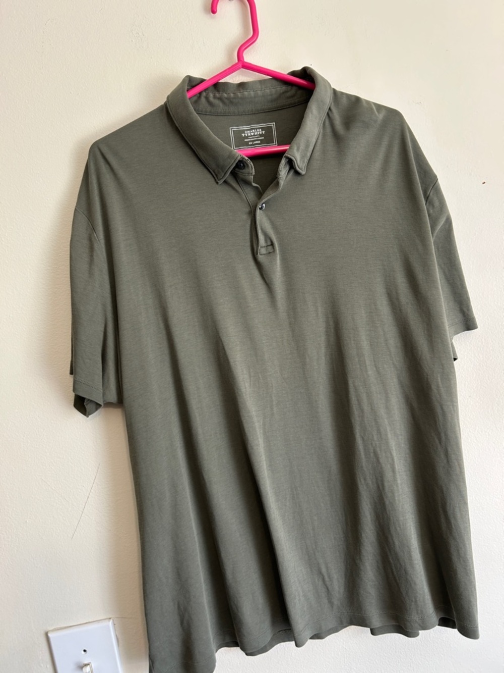 Charles Tyrwhitt Olive Green Short-Sleeve Polo